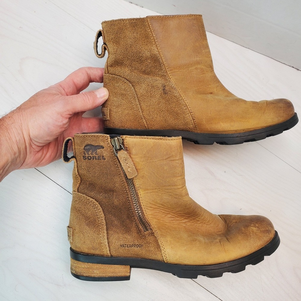 Sorel Phoenix Zip Waterproof Leather Suede Ankle Boots Wmn 7 City-Ready Gorpcore - Picture 3 of 11